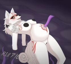 2022 amaterasu anthro anthrofied areola arms_tied belly belly_focus belly_markings big_belly black_areola black_body black_fur black_nipples black_sclera blush bodily_fluids bondage bound breasts canid canine canis capcom cum cum_from_navel cum_in_navel cumshot curvy_figure deep_navel deity digital_media_(artwork) ejaculation facial_markings fangs female female_focus female_penetrated fluffy fluffy_tail fur genital_fluids genitals hair head_markings heart hi_res interspecies kemono long_hair looking_down mammal mane markings mature_female mother navel navel_depth navel_fetish navel_penetration navel_play navel_poke neck_tuft nipples nude okami open_mouth outie_navel parent penetration pregnant pussy r18alphawolf red_body red_fur red_markings sex signature teeth tentacle tentacle_in_navel tentacle_penetration tentacle_sex tongue tuft video_games watermark white_body white_fur wolf yellow_eyes