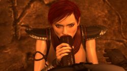 1girls 3d 3d_(artwork) athletic athletic_female bi-han blender blowjob dark_skin kneeling looking_at_viewer male_pov mortal_kombat mortal_kombat_11 noob_saibot oral oral_sex partial_male ponytail pov red_eyes red_hair red_lipstick seductive seductive_eyes seductive_look skarlet smokescreen117