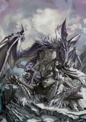 2022 absurd_res bird_wyvern capcom claws cowgirl_position dragon duo erection fanged_wyvern female female_penetrated feral feral_on_feral flying_wyvern from_front_position genitals hi_res horn ledove male male/female male_on_bottom male_penetrating male_penetrating_female membrane_(anatomy) membranous_wings monster_hunter monster_hunter_3_ultimate monster_hunter_freedom_unite mountain nude on_bottom on_top open_mouth outside penetration penile penile_penetration penis scalie sex snow stygian_zinogre tongue video_games white_body wings wyvern yian_garuga zinogre