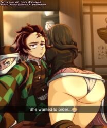 1girls 2022 2boys ass ass_focus big_ass big_butt brother brother_and_sister car car_interior demon_slayer dialogue english_text fat_ass female fully_clothed fundoshi he_wants_to_order high_resolution huge_ass huge_butt indoors kamado_nezuko kamado_tanjirou kimetsu_no_yaiba long_hair meme mirako non-nude panties phone phone_screen png purple_eyes scar selfie semidraws shiny_skin sister snapchat taking_picture text thick_thighs thighs two_tone_hair underwear vehicle