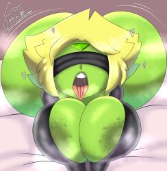 1girls ass awaiting_cum big_ass big_breasts blindfold breasts bubble_butt busty cross_samax dat_ass deepthroat_invitation fat_ass female female_only gem_(species) green_skin huge_ass huge_breasts large_ass large_breasts open_mouth oral_invitation peridot_(steven_universe) restrained solo steven_universe tongue tongue_out unusual_skin_color