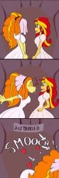 2girls adagio_dazzle bride closed_eyes colored_skin curly_hair equestria_girls face_covered forced_marriage green_eyes heart hearts just_married kiss kissing lesbian lesbian_kiss lesbians lips long_hair my_little_pony my_little_pony_equestria_girls orange_hair puckered_lips red_and_yellow_hair saliva shippart shocked_expression smooch sunset_shimmer wedding_dress yellow_skin yuri