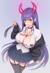 1girls akuma_nihmune big_breasts brassica breasts busty cleavage female female_only indie_virtual_youtuber light-skinned_female light_skin solo succubus virtual_youtuber