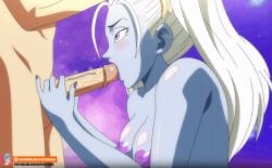 angel_(dragon_ball) animated blowjob blue_skin breasts dragon_ball dragon_ball_super foxybulma gif huge_breasts marcarita sex shounen_jump son_goku