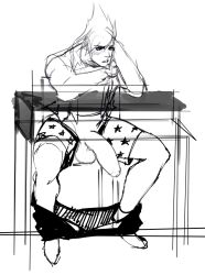 boxers danganronpa danganronpa_v3 desktop male_only momota_kaito monochrome scruffley sitting smooth_skin solo underwear