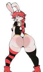 ass big_ass bunny_ears bunny_girl bunny_suit face_paint in_heat_(game) jayonic looking_at_viewer mismatched_legwear poppi_(in_heat) tight_ass tongue_out