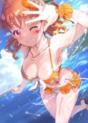 bikini collarbone kitahara_tomoe_(kitahara_koubou) love_live! love_live!_sunshine!! orange_fur red_eyes swimsuit takami_chika water