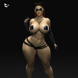 1girls 3d 3d_(artwork) abs apex_legends big_breasts big_butt braided_hair braided_twintails brazilian child_bearing_hips curvy dark-skinned_female female female_only gm_studios horny horny_female hourglass_figure latina loba loba_(apex_legends) multicolored_hair nipple_covers nipple_pasties nude nude_female respawn_entertainment solo solo_female thick thick_hips thick_legs thick_thighs thong tinted_eyewear two_tone_hair visor visor_(eyewear) visor_glasses wide_hips