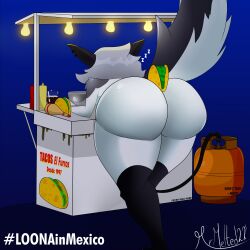 1girls anthro ass bent_over big_ass bubble_butt canine dat_ass demon demon_girl fat_ass female female_only food food_stand helluva_boss huge_ass large_ass loona_(helluva_boss) loona_in_mexico mrmelted nude nude_female sleeping solo taco thick_ass wolf