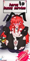 ahe_gao akari_tadakatsu big_breasts bunny_ears bunnysuit foot_fetish kinzoku-fam masturbation opening_pussy pink_eyes red_hair ripped_clothing ripped_stockings spread_legs stockings virtual_youtuber wet_pussy