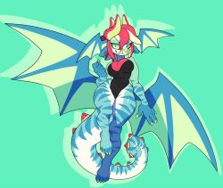 1girls 2020s 2021 4_toes 4_wings 5_fingers anguria_(seel_kaiser) anthro anthro_female anthro_focus anthro_only belly big_breasts big_ears big_hips big_tail bikini breasts clothed clothed_female clothes clothing curled_tail dragon dragon_girl dragon_tail dragoness ear ears_down eyelashes eyes eyes_open fangs fangs_out female female_focus female_only ginger ginger_hair girl green_background green_body green_eyes green_skin hair hips horn horns humanoid latex latex_suit long_tail looking_at_viewer melon nail_polish nails no_dialogue no_humans non-mammal_breasts partially_clothed partially_clothed_female red_hair seel_kaiser sharp_teeth simple_background small_waist smile smiling smiling_at_viewer snout solo solo_female solo_focus spikes spikes_(anatomy) spots spots_(marking) striped striped_body striped_tail stripes tail teeth textless thick_thighs thighs toenail_polish toenails tusks two-tone_hair two_tone_body two_tone_hair two_tone_skin two_tone_tail wings