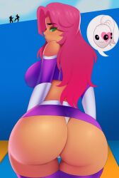 2boys 2girls ass back_view bare_shoulders big_ass big_breasts big_butt breasts butt clothed clothing fortnite green_eyes koriand'r large_ass large_breasts long_hair looking_back loveless_(fortnite) male mask microskirt panties postblue98 red_hair skirt solo solo_female solo_focus starfire starfire_(fortnite) teen_titans thick_thighs thighhighs upskirt voluptuous wide_hips