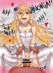 1boy 1girls ainz2b alternate_costume blonde_hair bride evileye happy_sex laying_down long_hair missionary_position open_mouth overlord_(maruyama) red_eyes spread_legs tagme thick_thighs thighhighs vaginal_penetration vampire