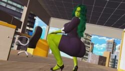 1girls 3d 3d_(artwork) animated ass ass_in_dress ass_shake assquake big_ass bouncing_ass bubble_ass bubble_butt business_attire business_skirt business_woman cracked_floor cracked_ground crumbling debris destruction earthquake falling_debris falling_rocks female female_only fully_clothed glasses green-skinned_female green_body green_hair green_skin high_heels huge_ass hulk_(series) jiggling_ass large_ass long_hair loop marvel marvel_comics meme no_sound office office_lady prevence proud rumbling seductive shaking_ass shaking_butt shaking_room she-hulk she-hulk:_attorney_at_law shockwave_(verb) shockwaves skirt_suit smiling solo solo_female twerking video voluptuous voluptuous_female