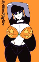 1girls armpits artist_name atomickingboo black_hair black_lipstick breasts bust busty curvaceous curvy curvy_figure death_stare eyes female female_focus gigantic_breasts goth goth_girl green_eyes hair halloween hips hourglass_figure huge_breasts legs lindel_dollice_quilten lips lipstick long_hair original original_character pale-skinned_female pale_skin solo thick_legs thick_thighs thighs top_heavy upper_body voluptuous wide_hips