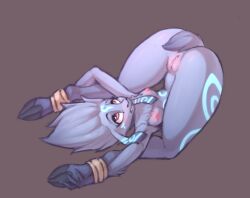 breasts faun hooves hooves_up kindred lamb_(league_of_legends) league_of_legends nipples pussy restrained_arms restrained_legs