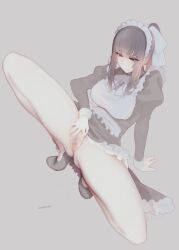 1girls about_to_pee big_breasts censored female_urethral_insertion imminent_peeing koma440 maid narberal_gamma overlord_(maruyama) peeing spread_legs squatting tagme urethral_insertion