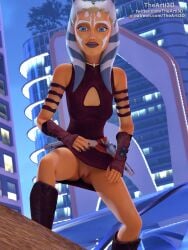 1girls 3d ahsoka_tano airress3d_(3d-modeller) alien alien_girl ass blue_eyes clone_wars clone_wars_(style) no_panties orange_skin pussy solo star_wars tentacle_hair the_clone_wars:_season_four thearti3d togruta