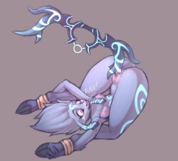 breasts faun hooves hooves_up kindred lamb_(league_of_legends) league_of_legends nipples pussy restrained_arms restrained_legs vaginal_insertion