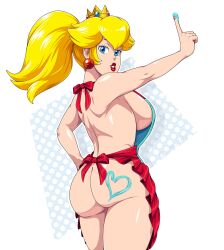 1girls alternate_costume alternate_version_available apron apron_only ass ass_focus big_ass big_breasts big_lips blonde_hair blue_eyes breasts bubble_ass bubble_butt crown dat_ass ear_piercing earrings female female_only frosting frosting_on_butt hair headwear huge_ass huge_breasts large_ass lips lipstick mario_(series) naked_apron nintendo ponytail princess_peach red_earrings red_lips red_lipstick scittykitty sideboob solo solo_female thick_lips thick_thighs thighs