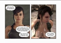 2girls 3d animated animated_gif animopron big_breasts black_hair breasts brown_hair call_of_duty dialogue english_text female female_only mara_(cod) metal_gear metal_gear_solid metal_gear_solid_v modern_warfare_(2019) quiet_(metal_gear) speech_bubble text