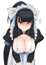 1girls ? big_breasts black_hair emotionless empty_eyes expressionless female female_only light-skinned_female light_skin long_hair maid maid_headdress maid_uniform micro_bikini narberal_gamma overlord_(maruyama) ponytail solo tagme zeiminarai