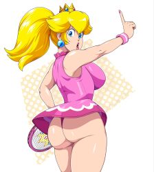 1girls alternate_costume alternate_version_available armwear ass ass_focus big_ass big_breasts big_lips blonde_hair blue_earrings blue_eyes breasts bubble_ass bubble_butt crown dat_ass ear_piercing earrings female female_only hair headwear huge_ass huge_breasts large_ass lips lipstick mario_(series) mario_tennis nail_polish nintendo panties pink_lips pink_lipstick pink_nail_polish pink_nails pink_panties ponytail princess_peach scittykitty sideboob skirt solo solo_female tennis_racket tennis_uniform thick_lips thick_thighs thighs thing upskirt windy_skirt