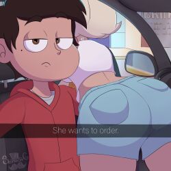 ass_focus ass_up big_ass big_butt car disney disney_channel disney_xd female he_wants_to_order jackie_lynn_thomas latino latino_male_white_female marco_diaz meme selfie seniorg short_hair shorts star_vs_the_forces_of_evil tan-skinned_female white_female