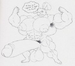 2022 abs after_transformation anthro armpit_hair balls big_balls big_muscles big_penis body_hair embarrassed foreskin genitals growth huge_balls huge_cock huge_muscles humanoid_genitalia humanoid_penis hyper hyper_balls hyper_genitalia hyper_muscles hyper_nipples hyper_penis lagomorph leporid ludthefox male mammal muscle_growth muscular nipples pecs penis pose pubes rabbit samurai_rabbit:_the_usagi_chronicles solo thought_bubble yuichi_usagi