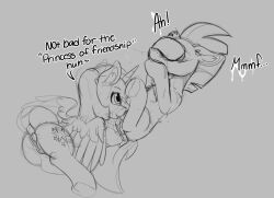 alicorn anatomically_correct anatomically_correct_genitalia anatomically_correct_pussy animal_genitalia animal_pussy anus ass aurorafang bite broken_horn cunnilingus cutie_mark dialogue dock duo equid equine equine_pussy feathered_wings feathers female female/female friendship_is_magic genitals greyscale hasbro hooves horn inner_ear_fluff licking mammal mohawk monochrome my_little_pony my_little_pony:_the_movie_(2017) oral puffy_anus pussy raised_tail sex tempest_shadow_(mlp) tongue tongue_out tuft twilight_sparkle_(mlp) unicorn vaginal_penetration wings yuri