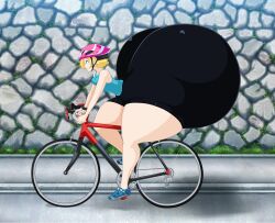 1girls ass_bigger_than_body ass_bigger_than_head bicycle blonde_hair female gigantic_ass helmet huge_ass human hyper hyper_ass saburox short_hair thick_thighs vehicle wide_hips