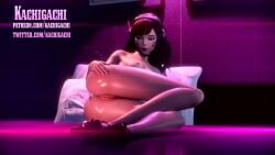 1girls 3d anal anal_fingering anal_masturbation animated ass blender_(software) brown_hair d.va facial_markings headphones kachigachi lying lying_on_side no_sound overwatch solo video