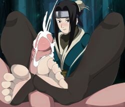 barefoot black_hair black_legwear capitan_hentai cum cumming_from_footjob cute_male feet femboy foot_fetish foot_focus footjob footwear gay haku_(naruto) legwear looking_at_viewer male male_only naruto naruto_(classic) naruto_(series) pantyhose toes trap yaoi