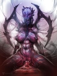 1girls female_creature hive insect_wings monster monster_girl mutant neurodyne nightmare_waifu pheromones purple_skin