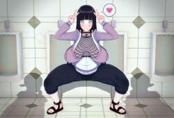 1girls big_breasts breasts busty curvaceous curvy curvy_body curvy_female curvy_figure double_v female female_focus huge_breasts hyuuga_hinata kunoichi large_breasts naruto naruto_shippuden naughty peace_sign sagging_breasts sakucole toilet voluptuous