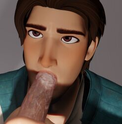 2boys blowjob bonesxoxox brown_eyes brown_hair cock_gobble cock_hungry cum_hungry eugene_fitzherbert fellatio flynn_rider gay giving_head going_down_on holding_penis kneeling_oral_position knob_polishing looking_at_partner looking_at_viewer looking_up male male/male male_only mostly_offscreen_character mouth_full_of_cock mouthful penis_in_mouth realistic smooth_skinned_male sucking_off tangled veiny_penis yaoi