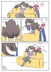 comic_page hairjob heart jaiden jaiden_animations mob_face penis unaware unaware_hairjob unknown_artist very_long_hair youtube youtuber