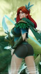 1girls 3d alternate_version_available ass clothed dat_ass dota_2 fully_clothed ginger mavixtious red_hair shorts solo solo_female tagme windranger