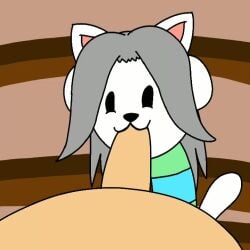 1boy 1girls 2d animated blowjob cat_ears cute dog fellatio female furry gray_hair human human_on_anthro lowres male oral pov sex smaller_female sound spanky15 sucking_penis tail temmie_(undertale) undertale undertale_(series) video white_body