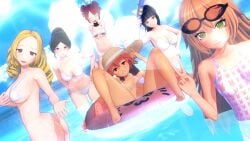 3d beach big_breasts bikini cz2128_delta entoma_vasilissa_zeta female female_only lupusregina_beta multiple_girls narberal_gamma overlord_(maruyama) small_breasts solution_epsilon swimsuit tagme woodchuck yuri_alpha