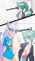 1futa 1girls 2d ahe_gao animal_ears beepu big_breasts big_penis bottomless breasts cat_ears cat_tail catgirl clothed clothing cum_in_pussy drawing erection female futa_on_female futanari futanari/female good_morning green_eyes green_hair horny horny_female humanoid humanoid_penis kemonomimi light-skinned_female light-skinned_futanari light_skin mina_(tsn11) no_panties open_mouth outside partially_clothed purple_hair rosedoodle_(vtuber) sex sperm stomach_bulge theshadowninja11 vaginal_penetration vchiban virtual_youtuber vrchat vrchat_avatar vtuber wolf_ears wolf_girl wolf_tail yunaka