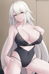 1girls aslindsamure belly big_breasts bikini breasts cleavage collarbone covered_nipples covered_pussy eyebrows eyelashes fate/grand_order fate_(series) jeanne_alter jeanne_d'arc_(fate) jeanne_d'arc_(fate)_(all) solo white_hair