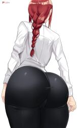 1girls ass ass_focus ass_shot back_view big_ass black_pants braided_hair bubble_butt chainsaw_man clothed clothed_female dumptruck_ass female female_only huge_ass long_hair makima_(chainsaw_man) o22no pussy_visible_through_clothes red_hair round_ass round_butt thick_thighs tight_fit tight_pants