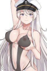 1girls aslindsamure azur_lane bangs big_breasts breasts enterprise_(azur_lane) female female_focus nipples_visible_through_clothing solo swimsuit white_hair