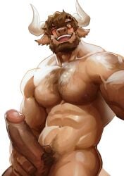 1boy 1male abs anthro athletic athletic_male balls bara barazoku beard biceps big_muscles big_nipples big_penis big_smile blush body body_fur body_hair bovid bovine brown_hair chest_hair curtis_wuedti erection european_mythology facial_hair foreskin foreskin_folds genitals greek_mythology hand_on_penis hi_res horns humanoid humanoid_genitalia humanoid_penis intact male male_chest male_nipples male_only male_pubic_hair male_solo mammal masculine masturbation mature_male minotaur muscles muscular_male mythology open_mouth pecs penis pubic_hair retracted_foreskin selfie smile smooth_fur solo solo_male standing uncut veiny_penis yellow_eyes zaddy