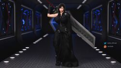 1girls 3d big_breasts big_sword buster_sword cloud_strife_(cosplay) cosplay final_fantasy final_fantasy_vii final_fantasy_vii_remake patreon_username solo solo_female square_enix sword tb25 tifa_lockhart twitter_username