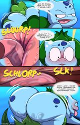absurd_res anal anthro anus anus_close-up ass axel_the_bulbasaur big_butt blush bodily_fluids bulbasaur close-up comic deep_rimming dialogue duo facesitting facesitting_pov feral generation_1_pokemon generation_3_pokemon grovyle hand_on_butt hi_res huge_butt internal internal_anal licking male motion_lines nintendo nude nude_male onomatopoeia oral pokemon pokemon_(species) rimming rimming_male saliva saliva_on_anus saliva_on_butt sex sitting_on_another sound_effects tepigfan101 text thinking time_skip tongue