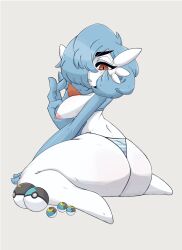 2d big_breasts big_nipples bikini breasts curvy curvy_female curvy_hips cyan_hair female female_focus female_only game_freak gardevoir generation_3_pokemon humanoid humanoid_female humanoid_only looking_at_viewer missmorize nintendo nipples pokemon pokemon_(species) red_eyes shiny_gardevoir shiny_pokemon solo solo_female twitter_link white_body