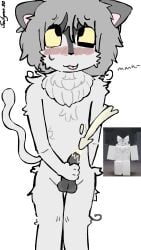 1boy blush cumming femboy furry masturbating masturbation penis reference_image roblox roblox_avatar robloxian tagme tounge_out white_body white_fur yellow_eyes