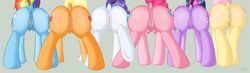 6girls anus applejack_(mlp) ass crotchboobs cutie_mark equine female fluttershy_(mlp) friendship_is_magic hair horse mane_six_(mlp) multicolored_hair my_little_pony pinkie_pie_(mlp) pony pussy rainbow_dash_(mlp) rainbow_hair rarity_(mlp) ratofponi twilight_sparkle_(mlp)